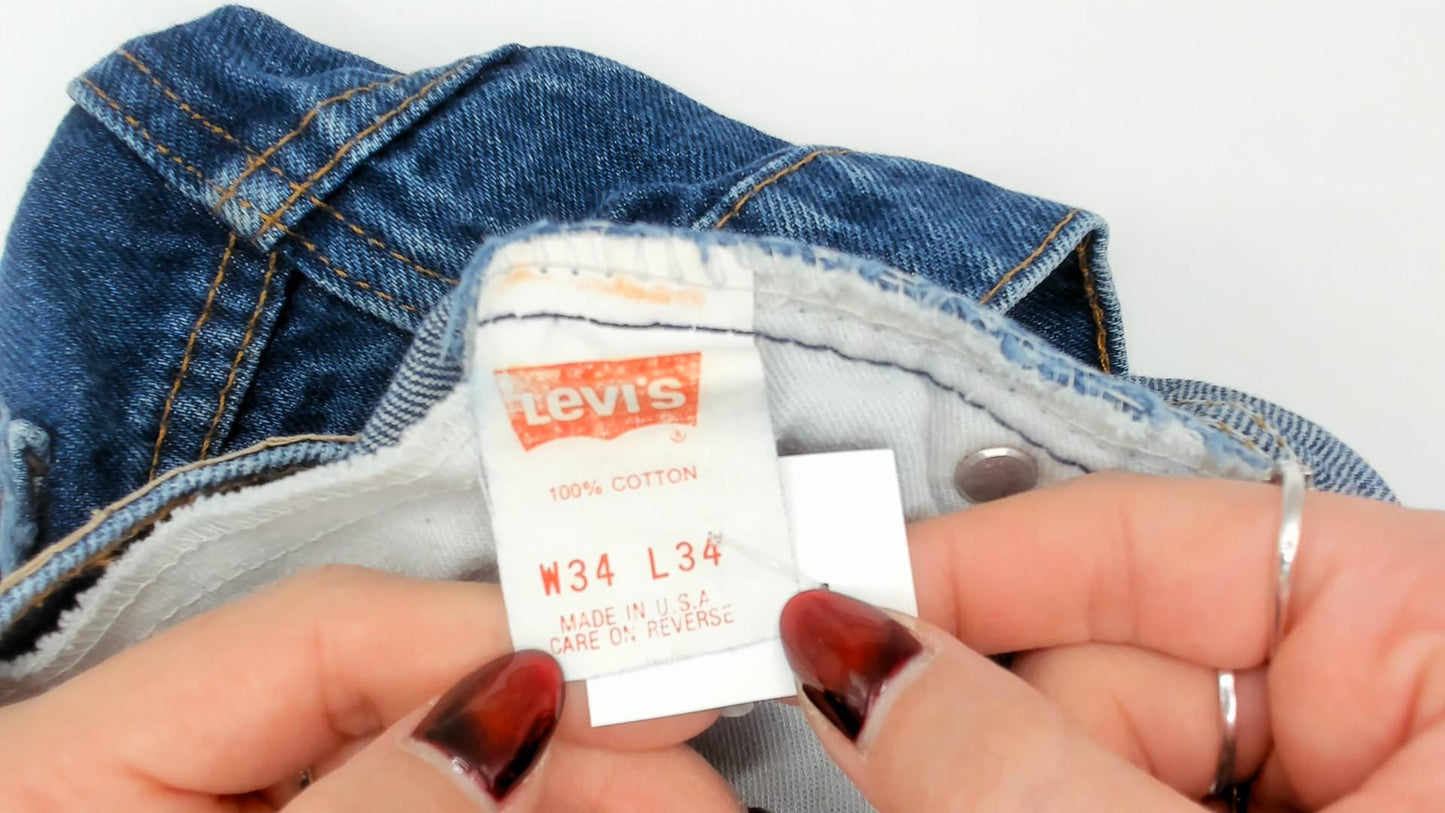 90s Levi's Medium Blue Denim High Waist Straight Leg Jeans W34 L34