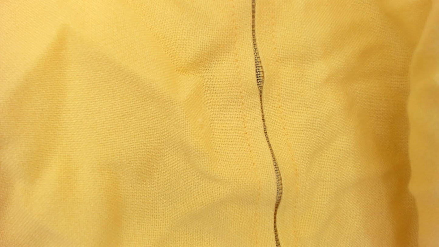 60s Yellow Mini Shift Dress Embroidered Geometric Border Short Sleeve Extra Small XS