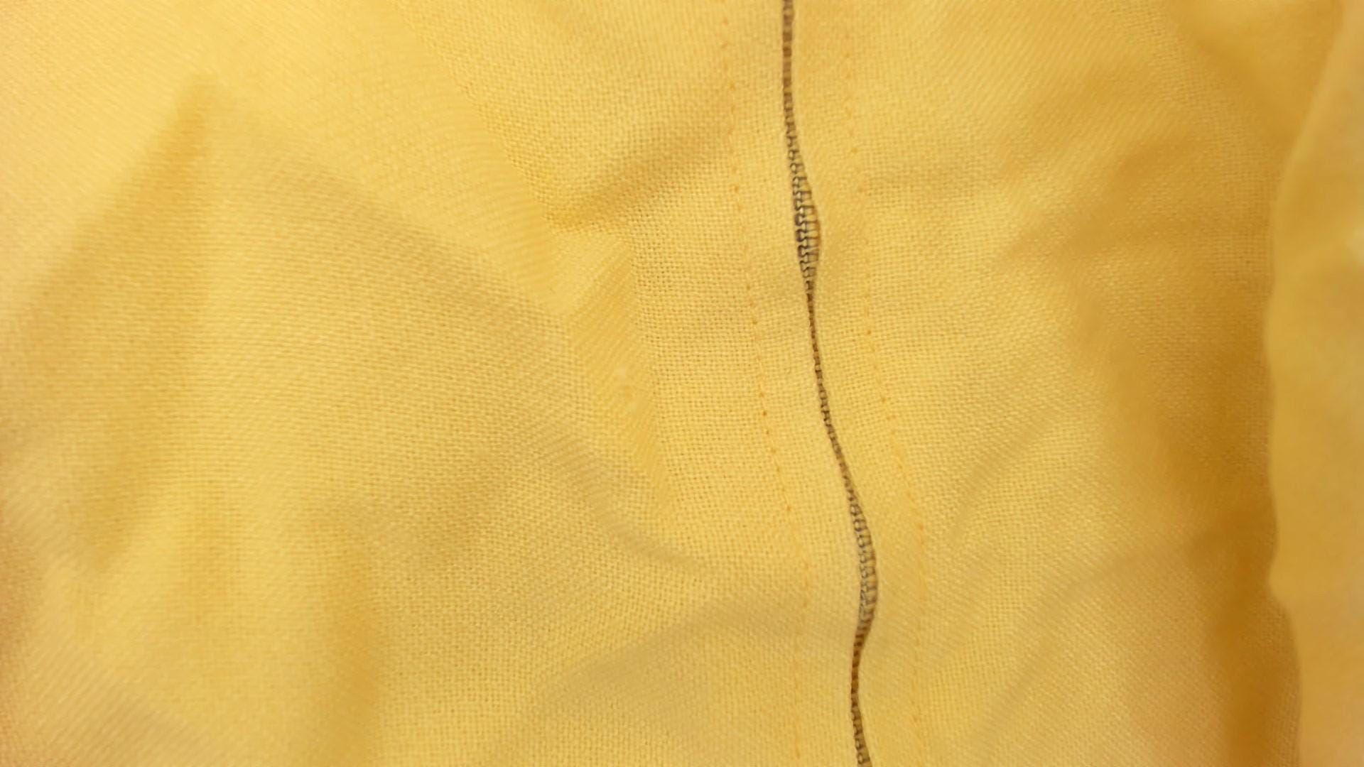60s Yellow Mini Shift Dress Embroidered Geometric Border Short Sleeve Extra Small XS