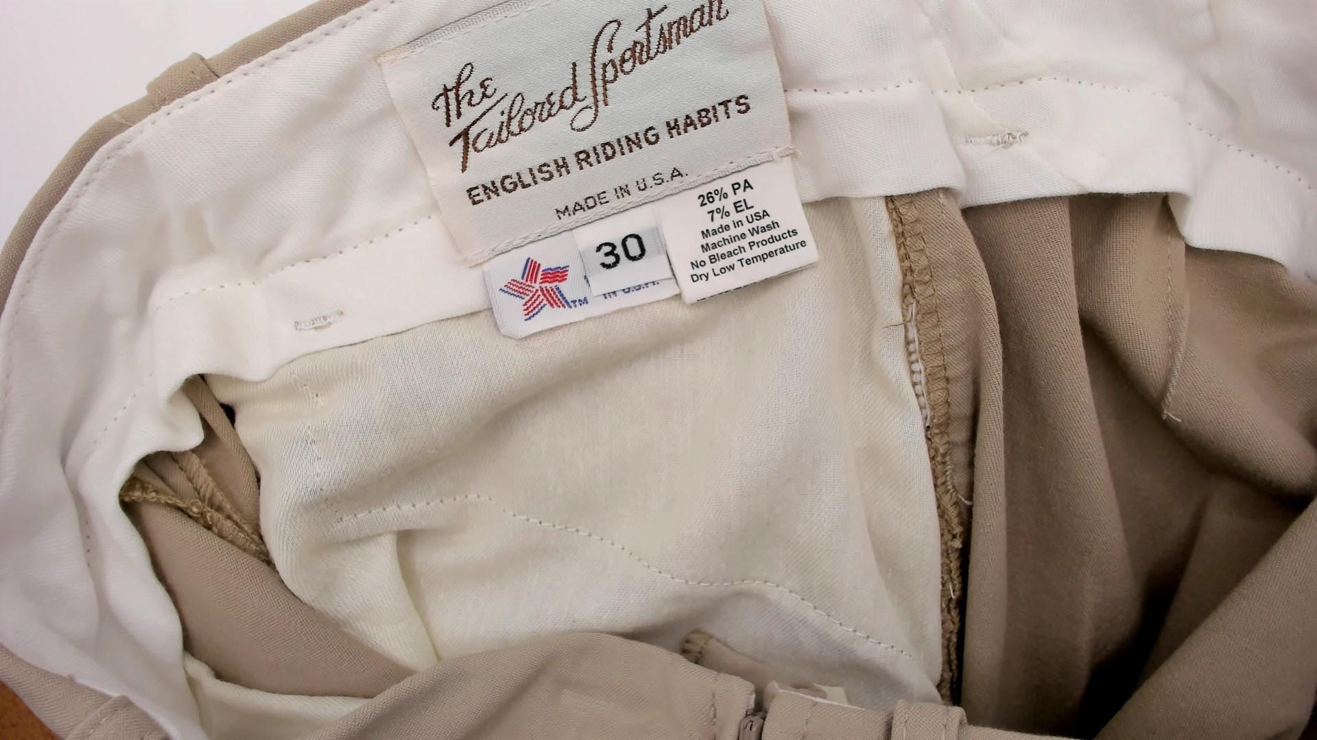 80s Tailored Sportsman Equestrian Riding Breeches Beige Tan Suede Knee Patch Medium