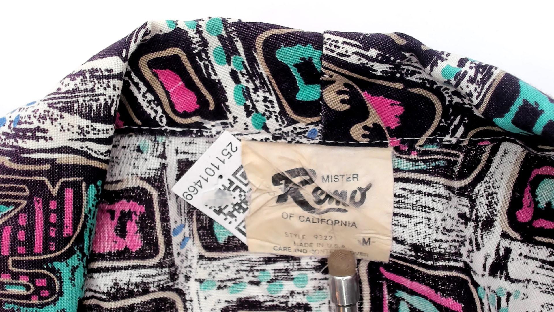 90s Mister Remo Geometric Abstract Blazer Pink Blue Cotton Small S