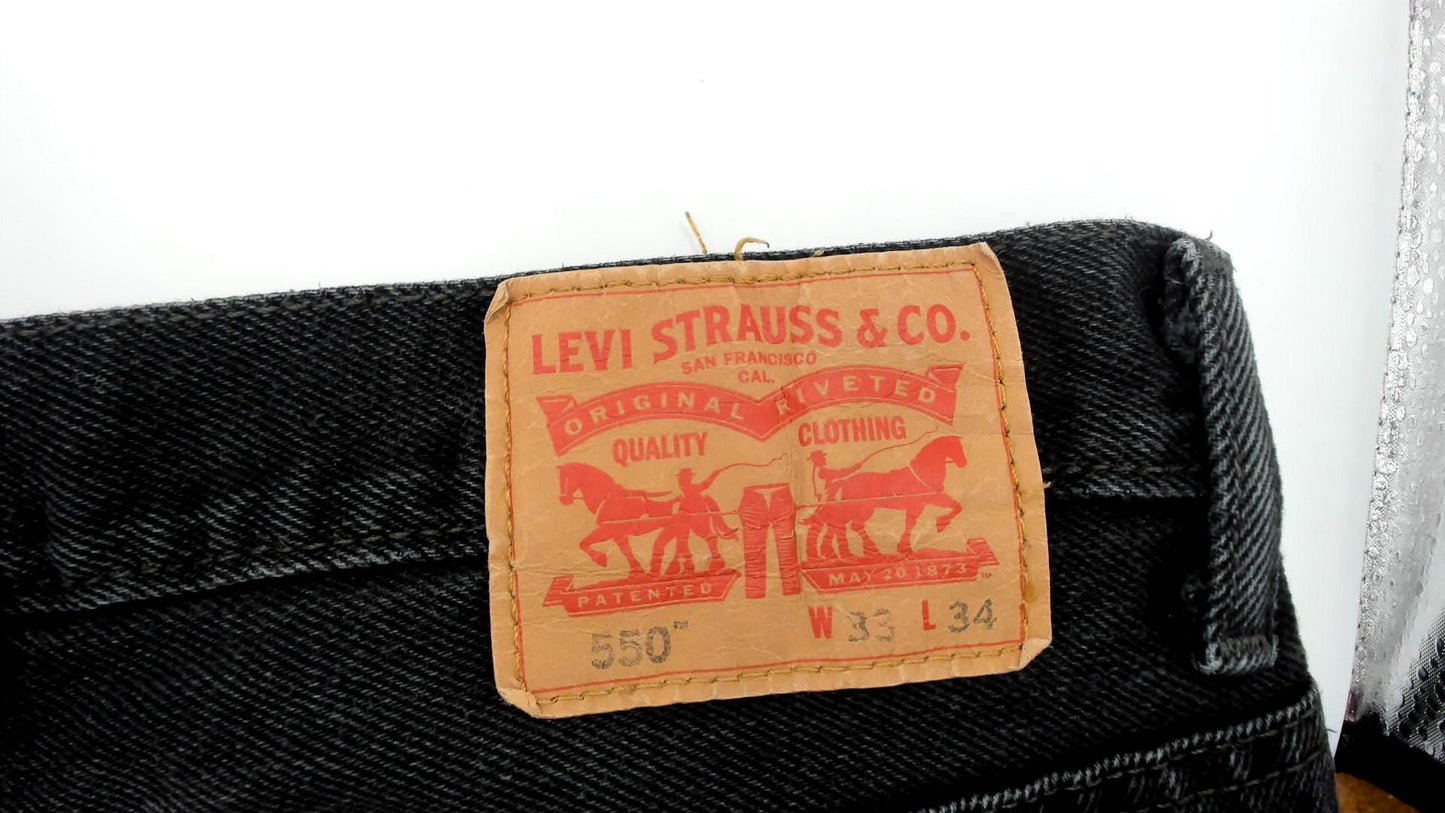 Levi's 550 Black Denim Jeans Y2K Relaxed Fit High Rise 33x34