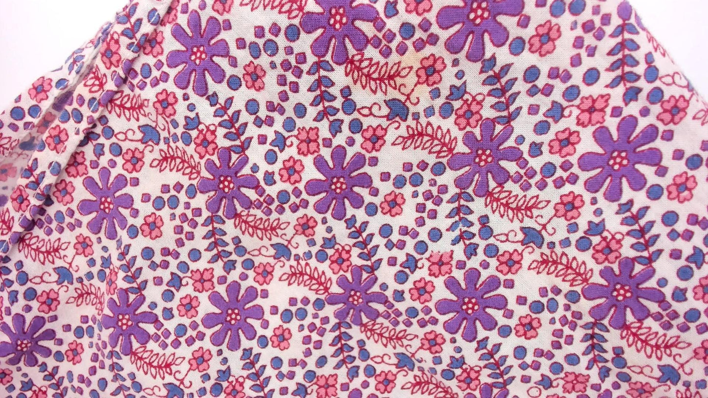 90s La Cera Floral Cotton Maxi Dress Purple Pink Scoop Neck Extra Large XXL
