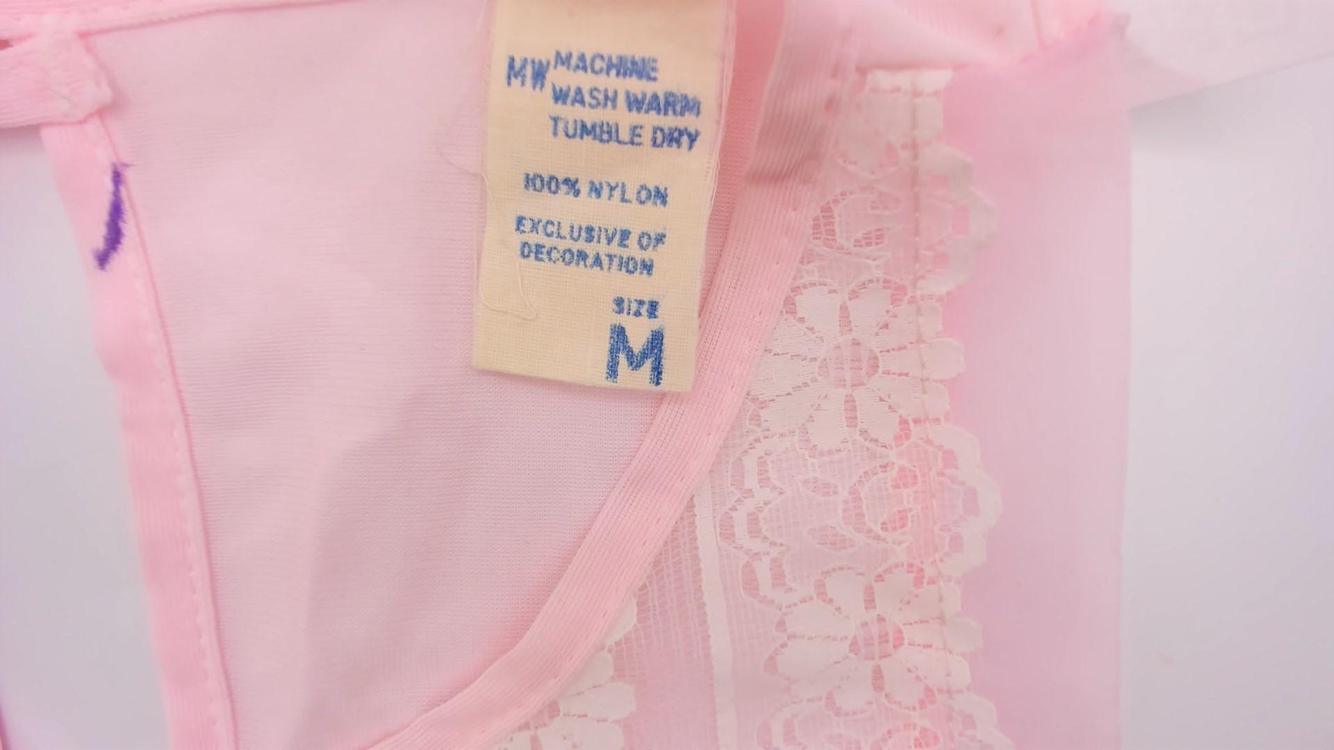 80s Pink Halter Maxi Nightgown Lace Floral Embroidered Empire Waist Medium