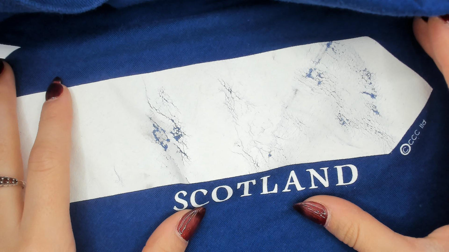 90s Scotland Saltire Flag Graphic Tee Jerzees Cobalt Blue Cotton Extra Large XL
