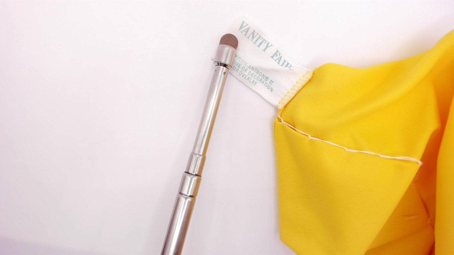 70s Vanity Fair Yellow Maxi Dress Balloon Sleeve Zip Front Gathered Skirt Medium