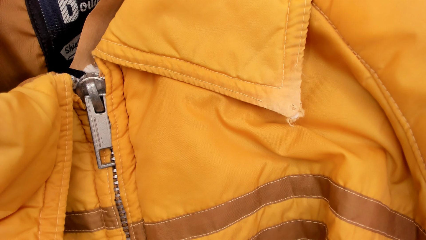 70s Douglas Park Two-Tone Windbreaker Puffer Jacket Brown Mustard Gold Medium M