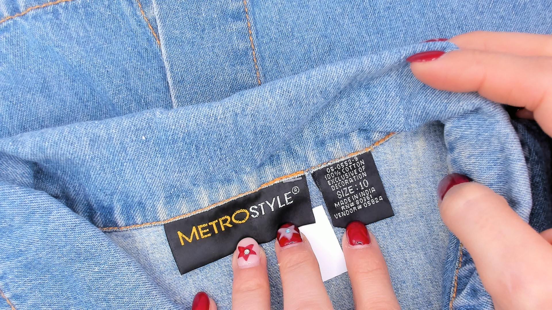 2000s Metrostyle Denim Mini Dress Sleeveless Collared Blue Chambray Sequin Medium
