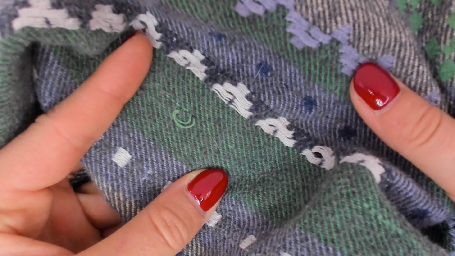 90s Point Zero Geometric Flannel Shirt Green Navy Jacquard Folk Pattern Medium