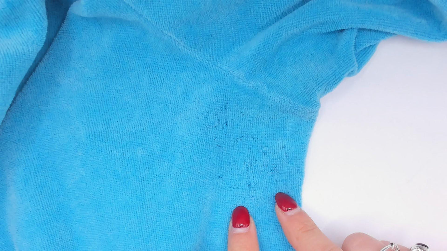 80s Sears Velour Crewneck Sweatshirt Teal Aqua Ribbed Trim Small