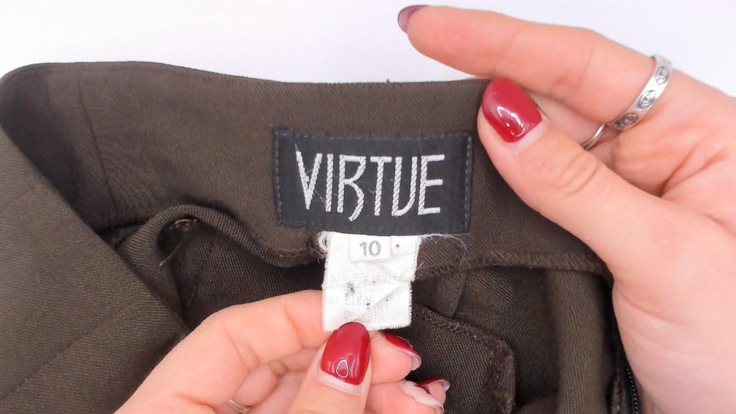 90s Virtue Olive Brown High-Rise Shorts Tailored V-Notch Medium M