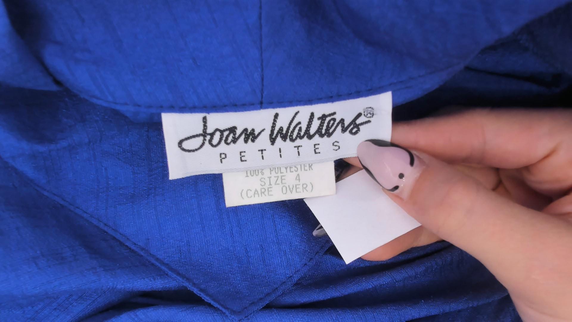 80s Joan Walters Cobalt Jumpsuit Long Sleeve Pleated Tapered Small