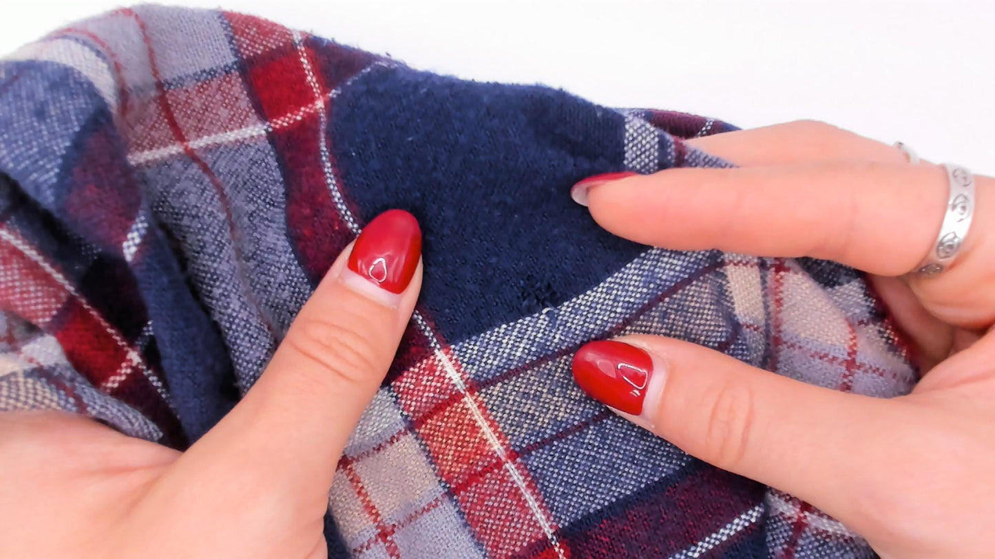 80s B.S.R. Navy Burgundy Plaid Flannel Shirt Point Collar Large L