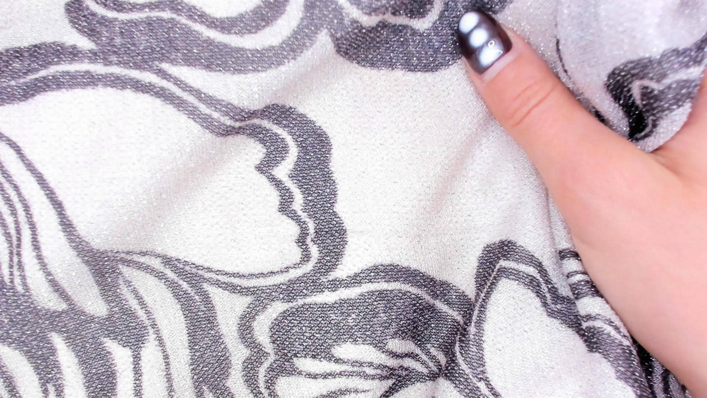 70s Mikey Jrs Crochet Halter Maxi Dress Black Grey Floral Metallic Open Back Extra Small XS