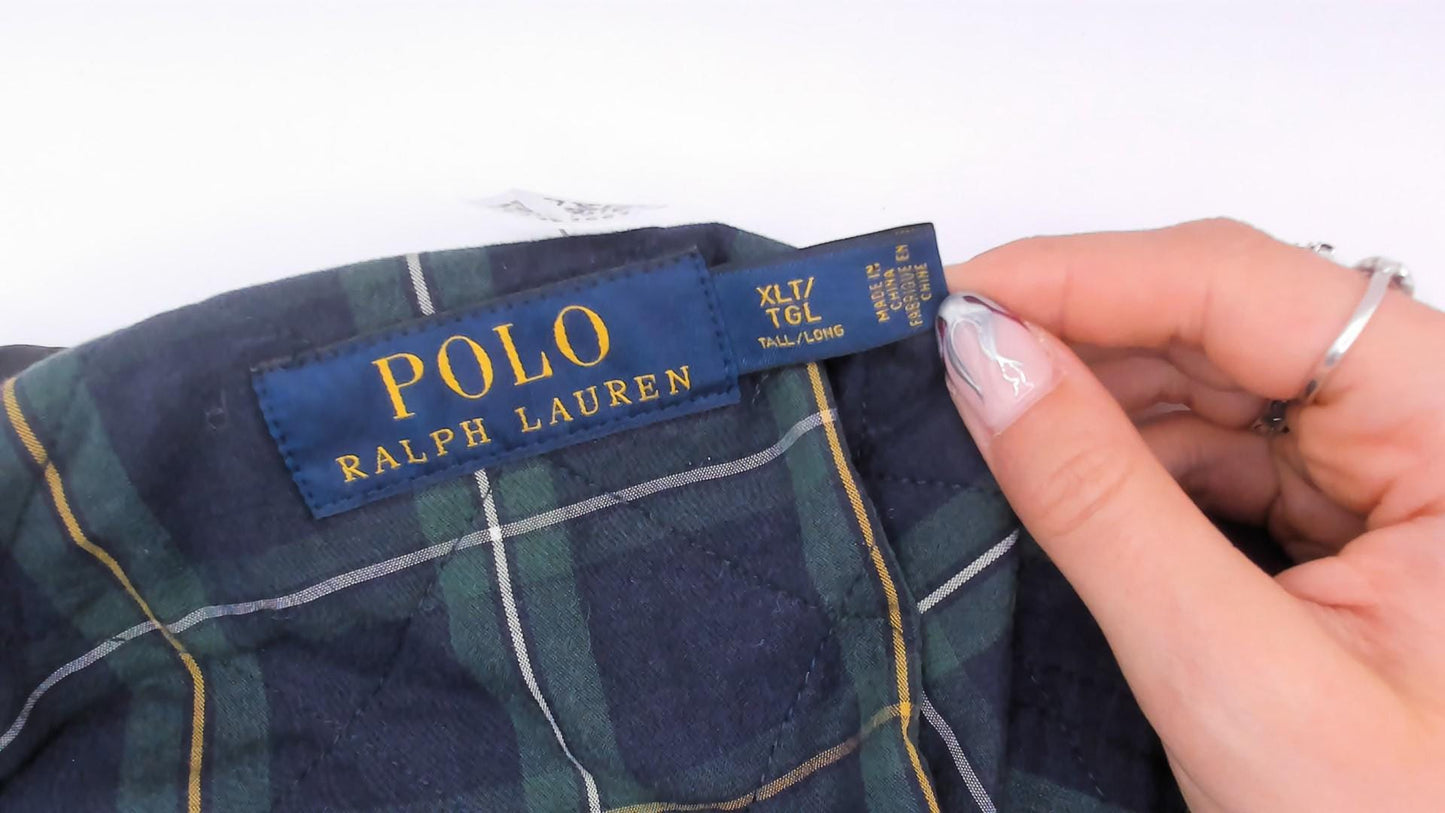 Polo Ralph Lauren Black Quilted Vest Diamond Stitch Snap Front Extra Large XL