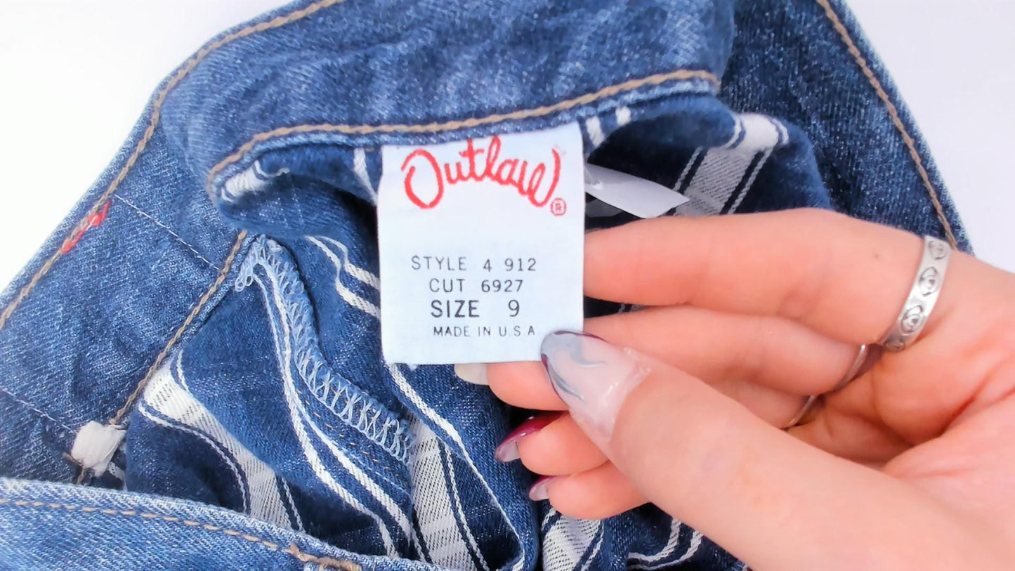 90s Outlaw Blue Plaid Cotton Midi Skirt Button Front XS