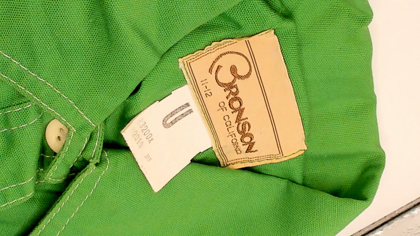 70s Bronson of California Safari Blouse Green Cotton Pointed Collar Small