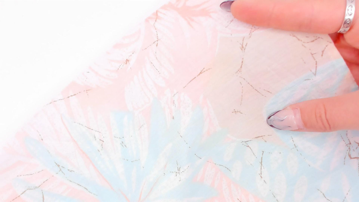 90s Alais Tropical Leaf Camp Collar Shirt Pastel Pink Mint Cotton Medium M