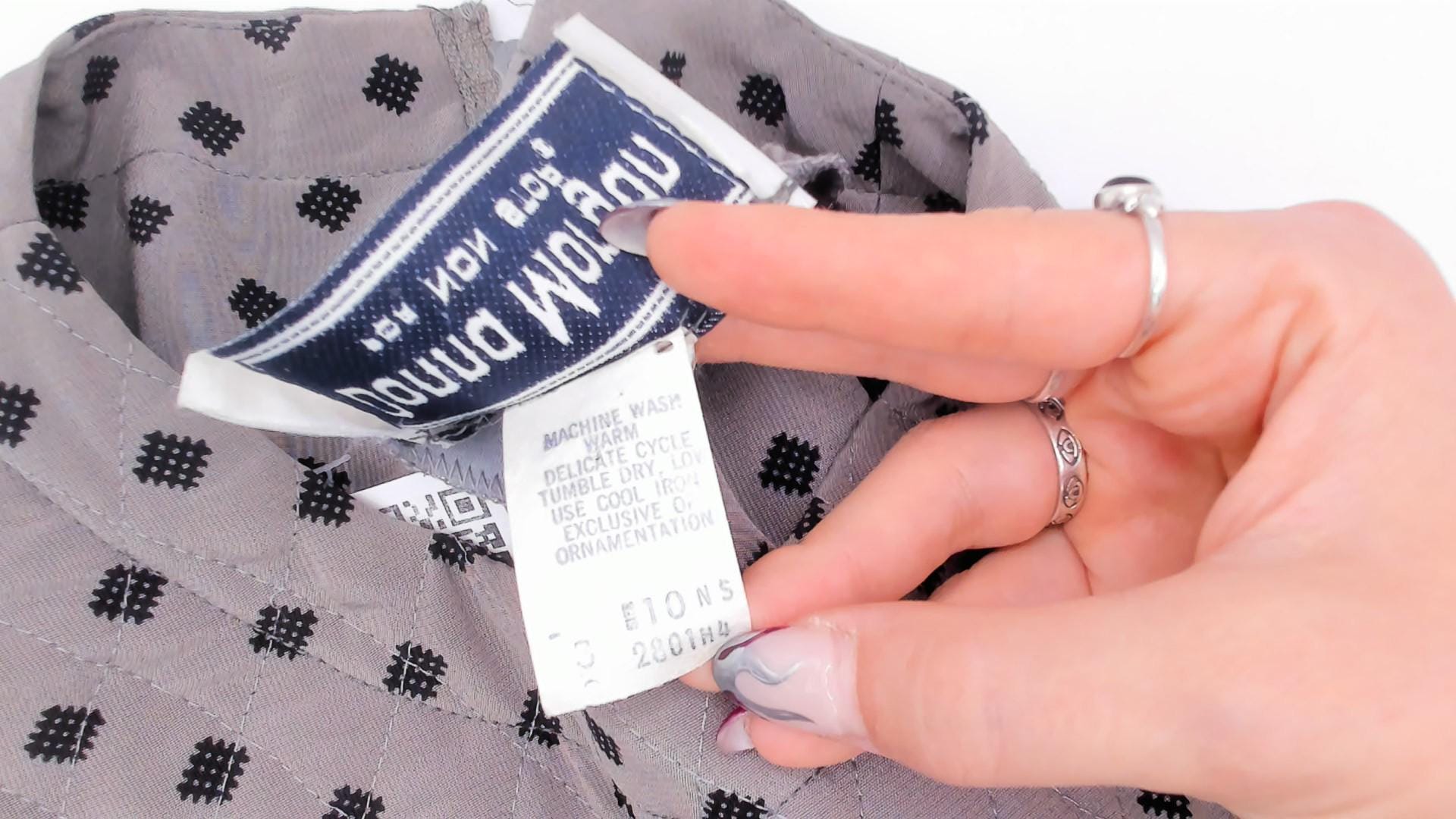 80s Donna Morgan Diamond Print Midi Dress Grey Balloon Sleeve Medium M