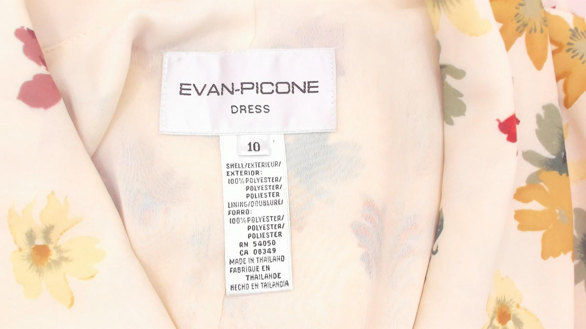 90s Evan-Picone Floral Button Front Mini Dress Cream Daisy Print Medium M