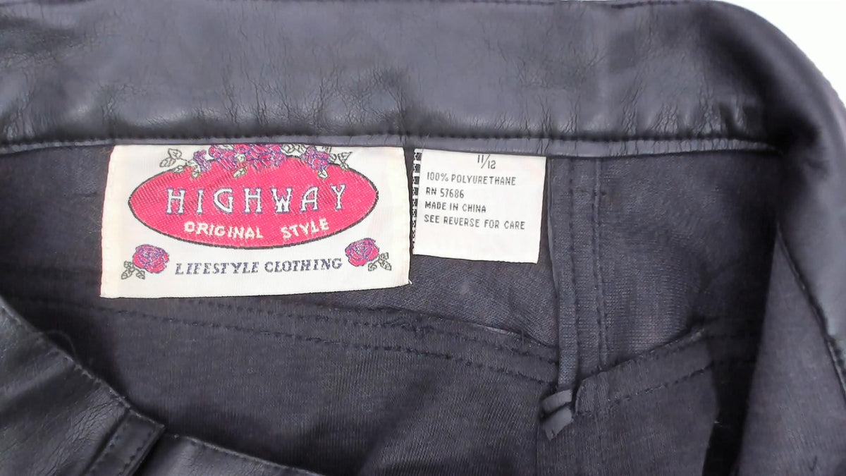 2000s Highway Black Faux Leather Mini Skort Button Front Medium M