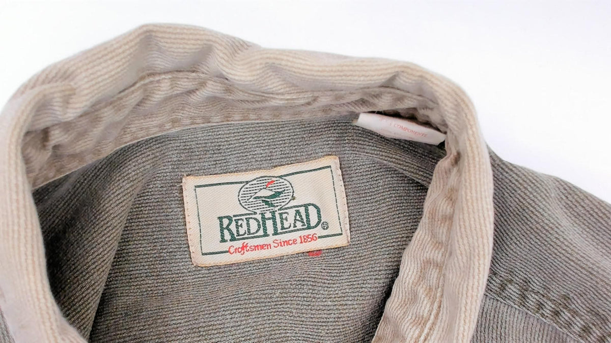 90s Redhead Two-Tone Corduroy Button-Up Shirt Olive Tan Large L