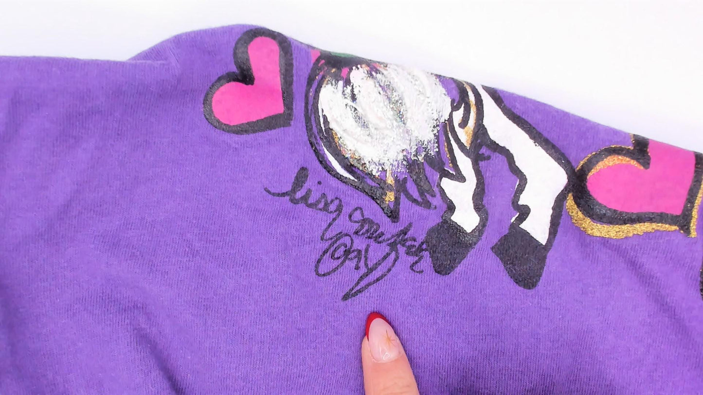 90s Anvil Carousel Horse Purple Glitter Long Sleeve Tee Extra Large