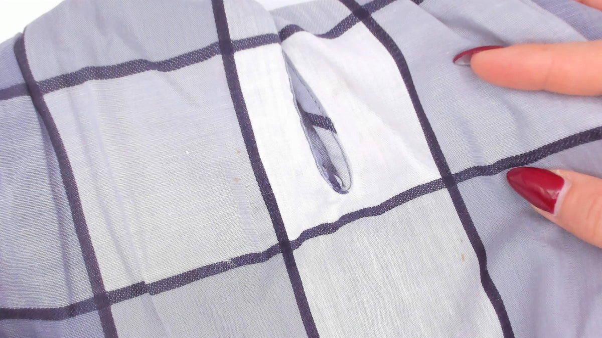 80s Windowpane Plaid Cotton Midi Dress Grey Blue Button Front Medium