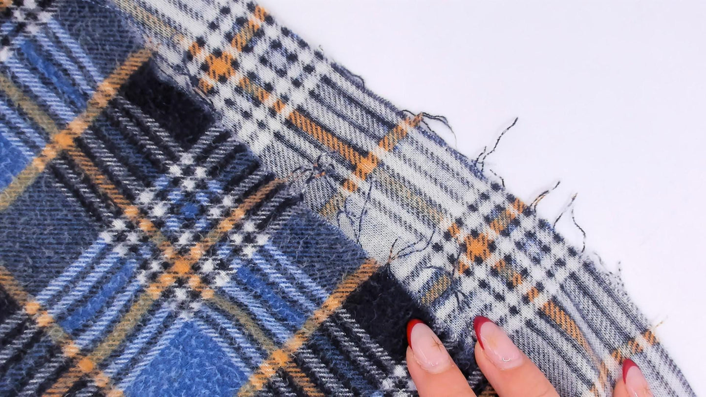 90s Montgomery Ward Flannel Shirt Blue Plaid Cotton Distressed Large L
