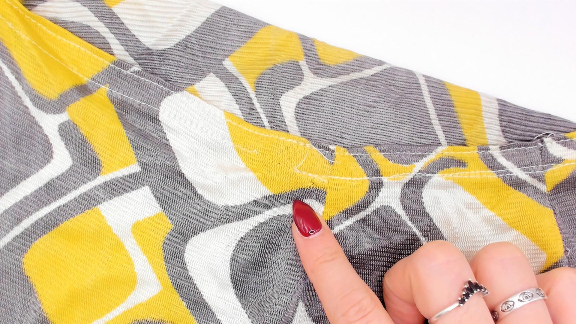 1960s Space Age Mod Mini Dress Yellow Grey Geometric Print Tie Waist Extra Small XS