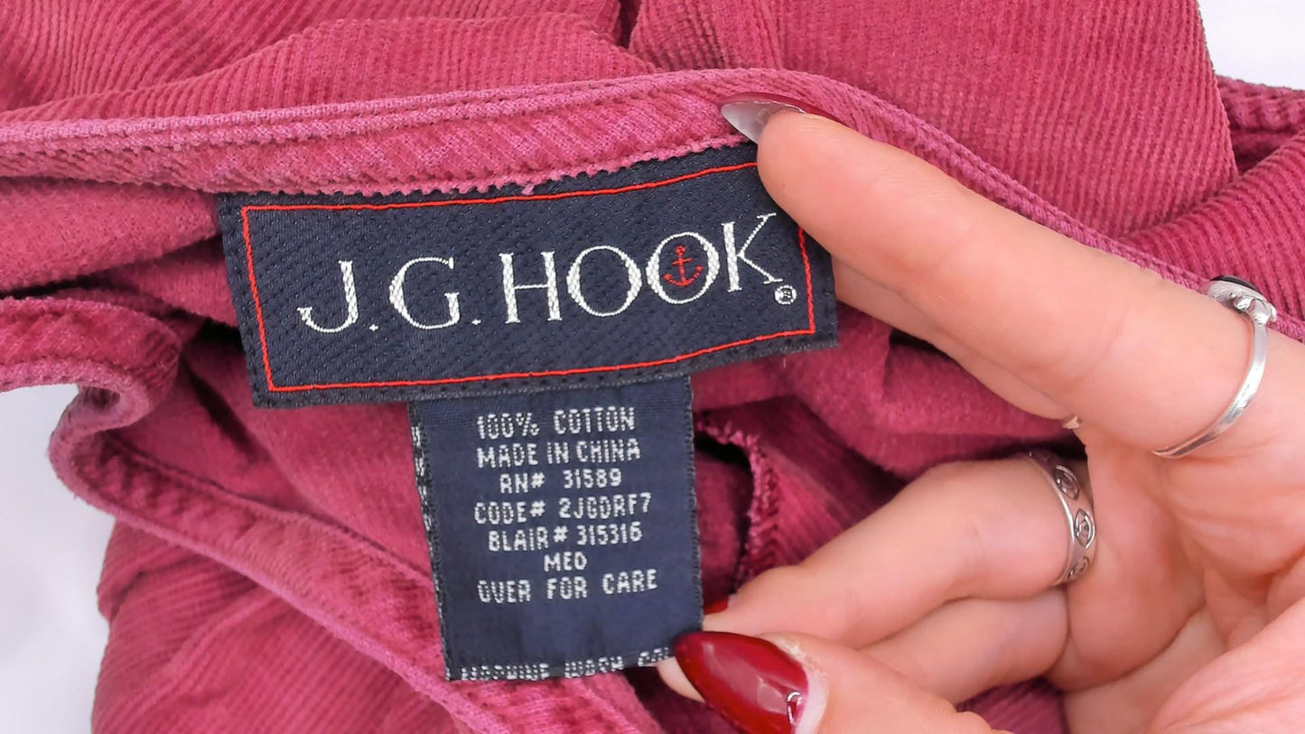 90s J.G. Hook Mauve Corduroy Jumper Dress Button Front Midi Medium M