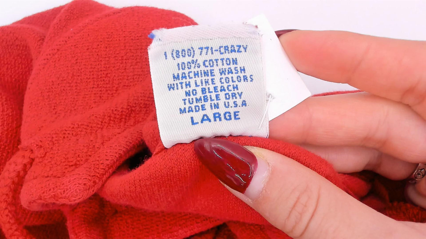 90s Crazy Shirt Cranberry Henley Sweatshirt Cotton Mock Neck Drawstring Large L
