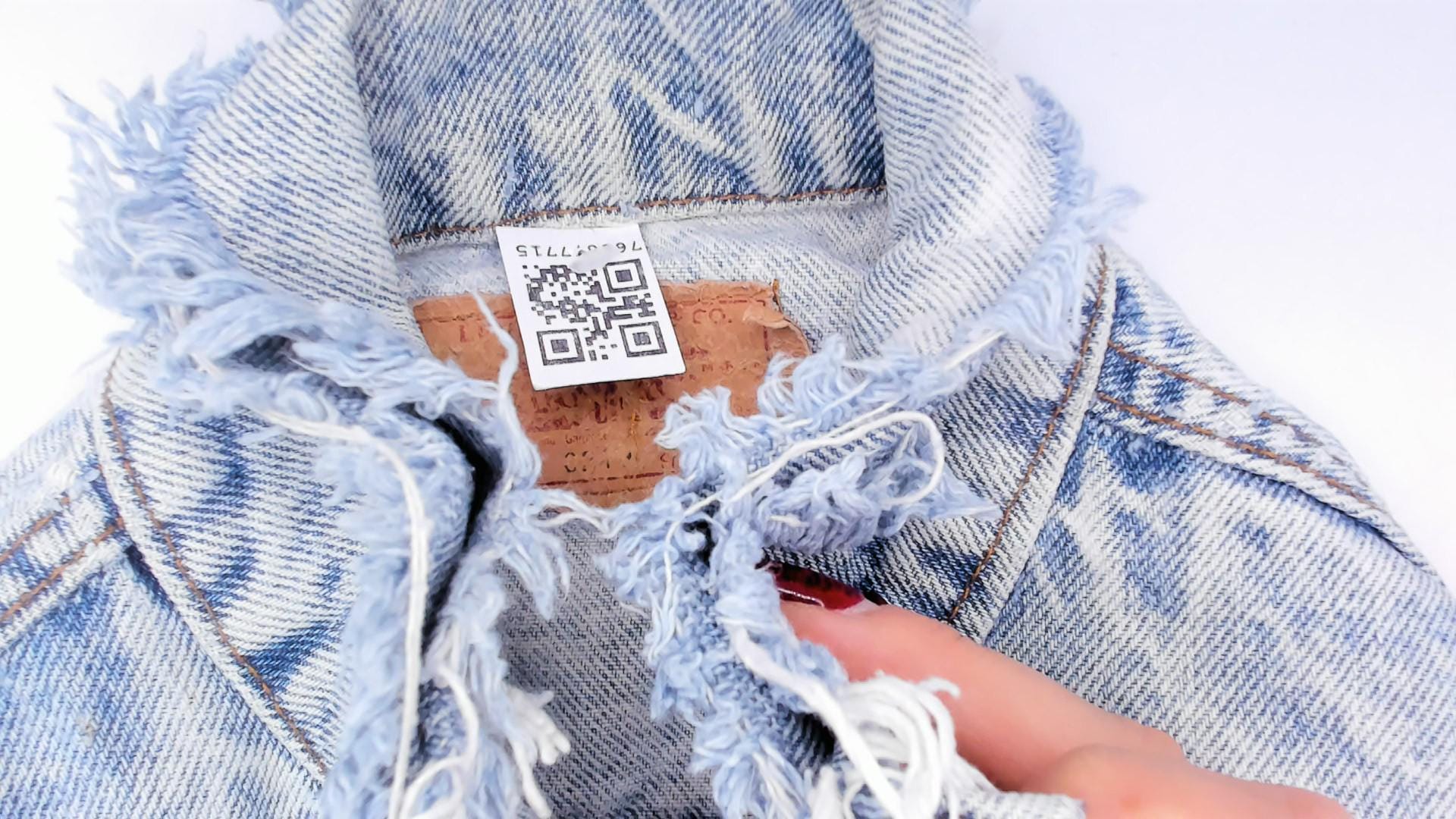 80s Levi's Acid Wash Denim Trucker Jacket Light Blue Distressed XS