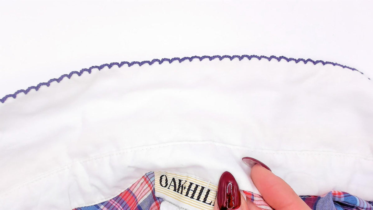 80s Oak Hill Plaid Peter Pan Collar Button Blouse Blue Red White Medium