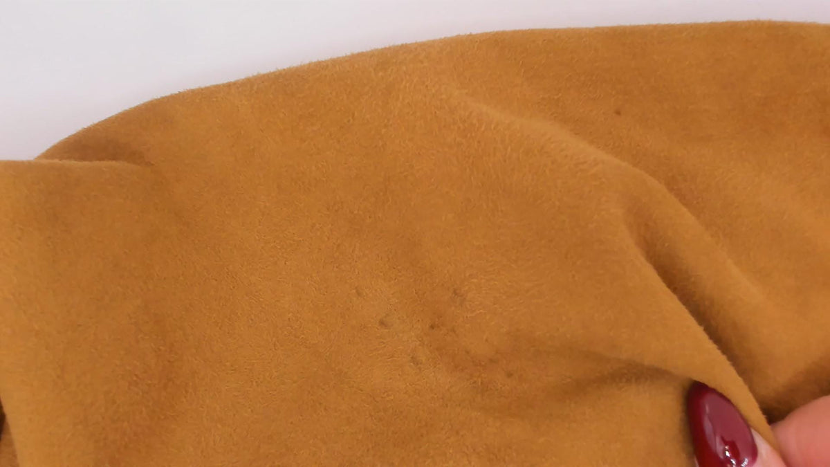 80s Rely Mustard Suede Bomber Jacket Knit Collar Button Front Medium