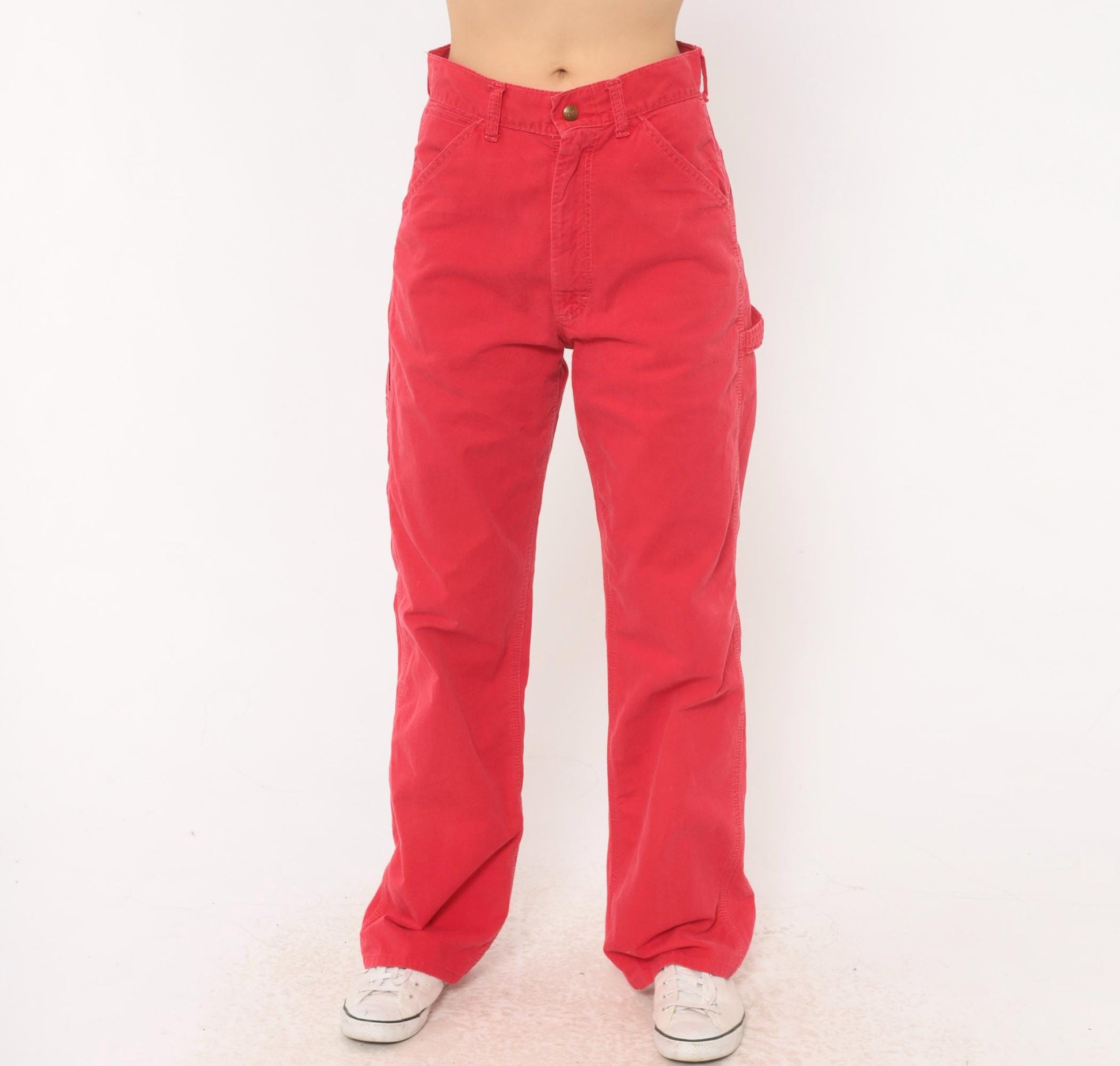 90s Lee Carpenter Pants Red Cotton High Rise Straight Leg Small S