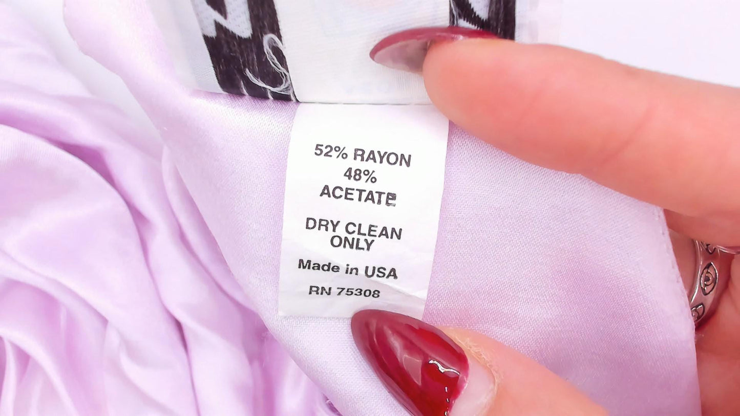 90s Niki Originals Lilac Satin Maxi Gown Sweetheart Neckline Lace-Up Back Medium M