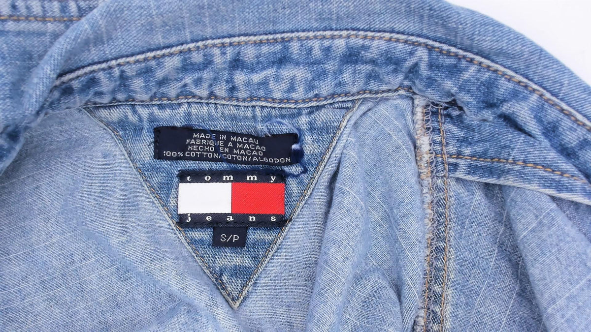 Tommy Jeans Y2K Light Wash Denim Mini Dress Snap Button Small S