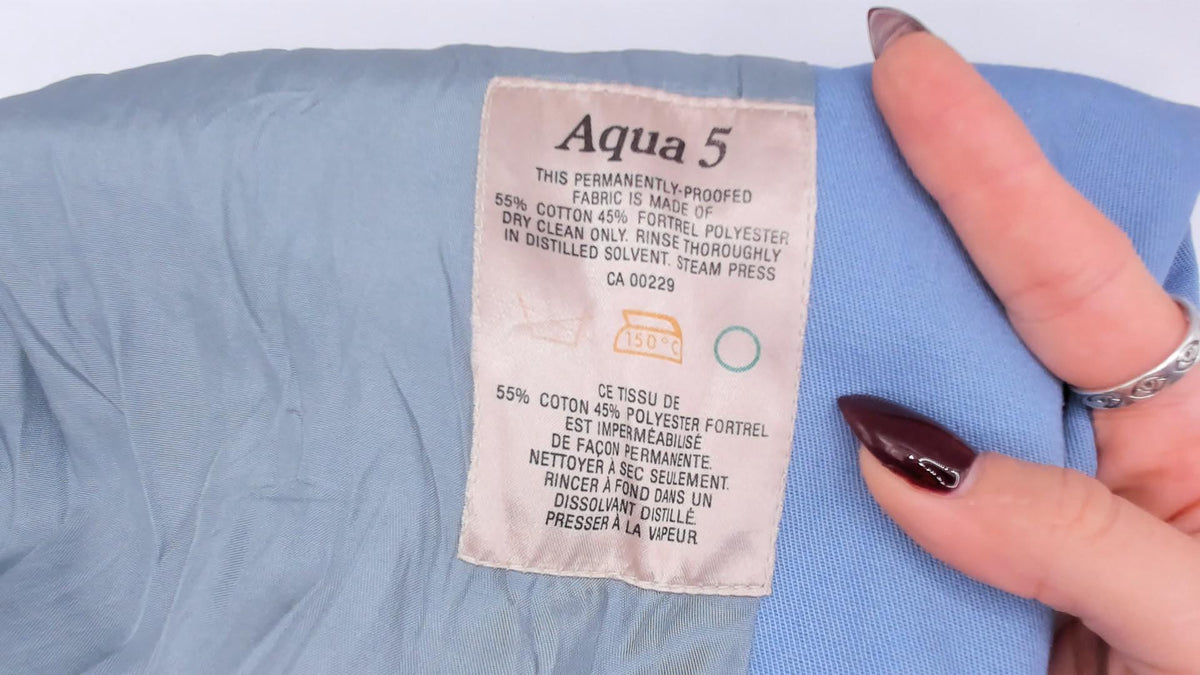 70s Aquascutum Light Blue Trench Coat Double Breasted Cotton Small