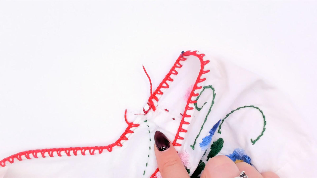 90s Mexican Embroidered Cotton Dress White Floral Puff Sleeve Square Neck Small