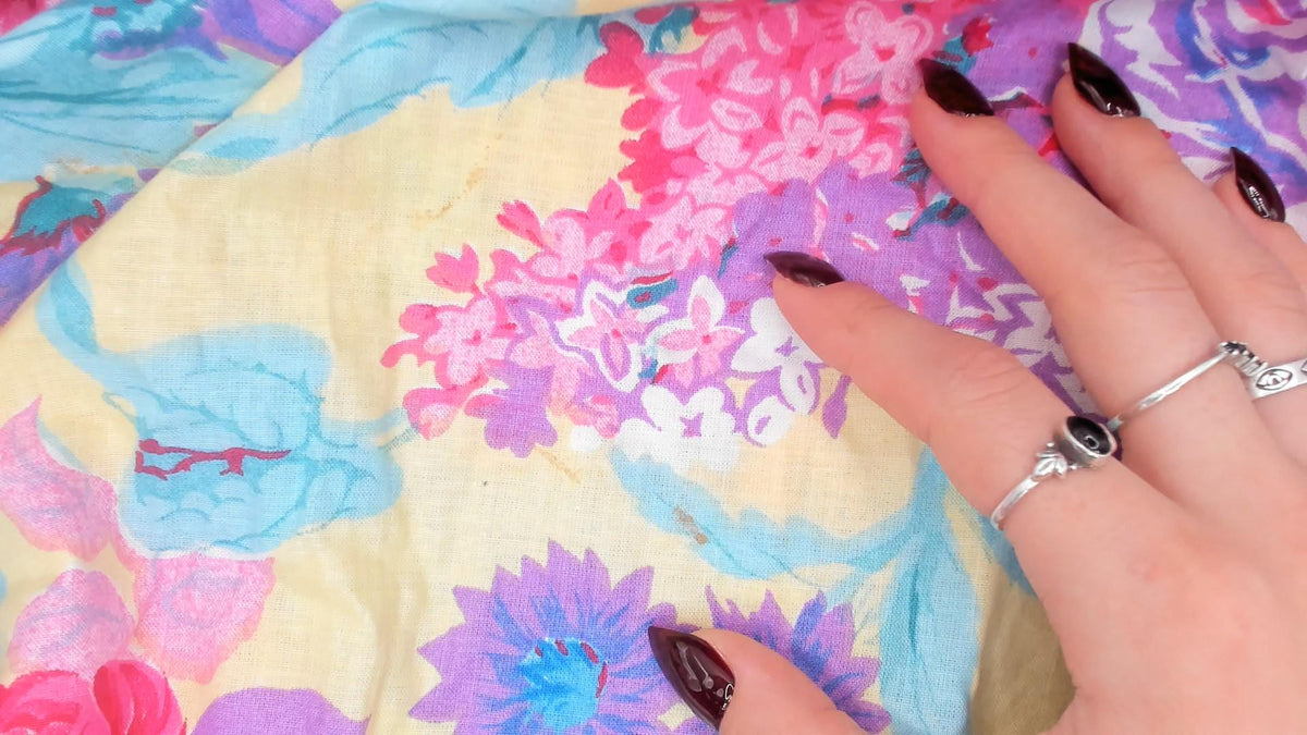80s Lanzetta Sport Floral Midi Skirt Pink Rose Yellow Cotton High Waist Medium
