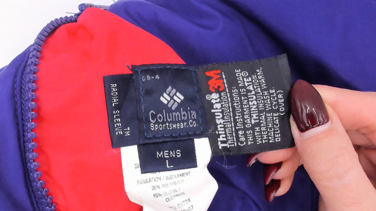 90s Columbia Reversible Bomber Jacket Red Purple Color Block Medium