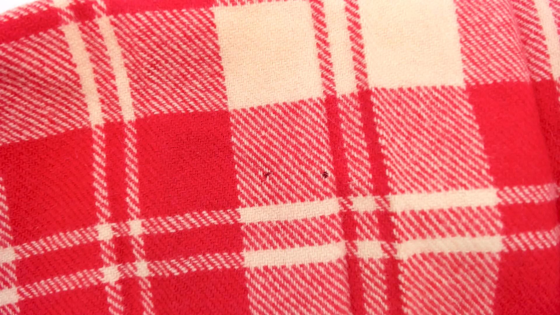 70s Laird Portch Tartan Wool Kilt Skirt Red Cream Pleated Wrap Small Medium