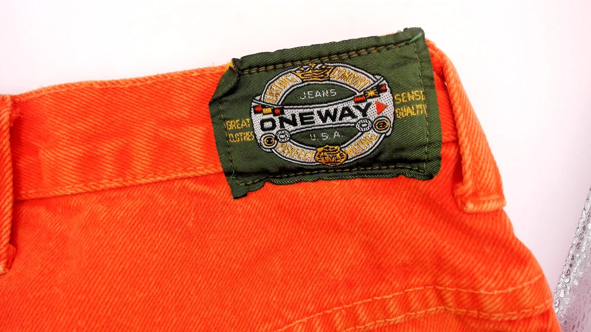 90s One Way Orange Jeans High Waist Straight Leg Cotton Large L