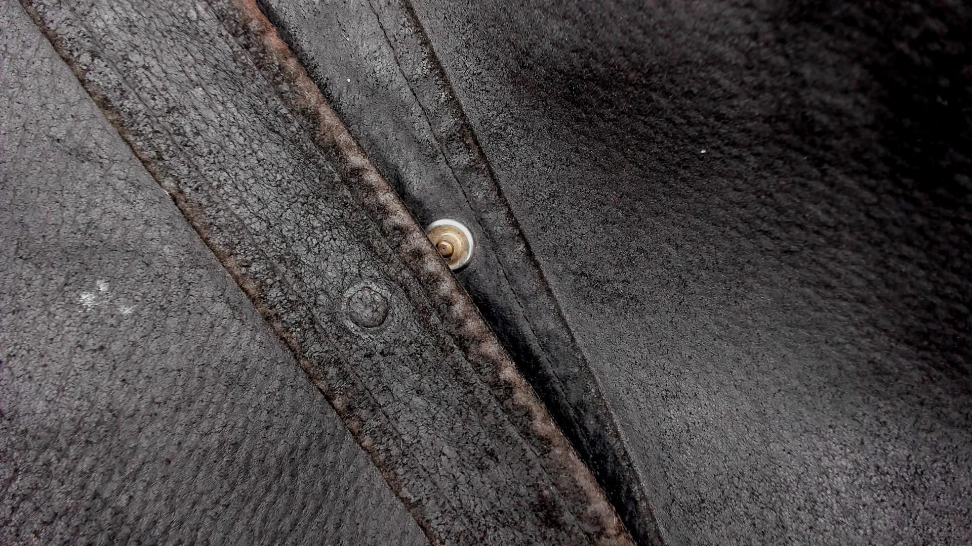 90s Neyries Black Leather Western Shirt Pearl Snap Pointed Yoke Large L