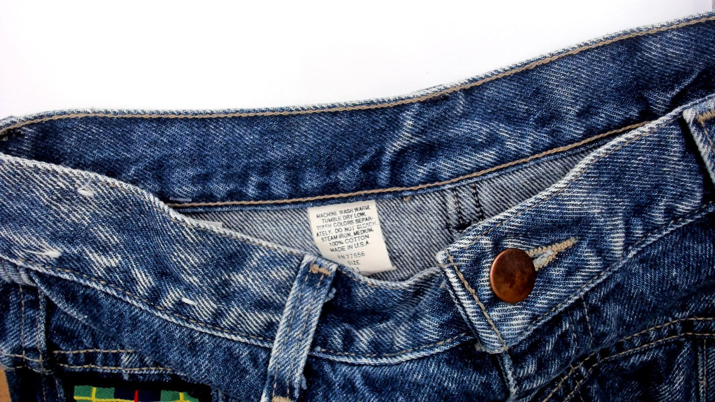 90s Mac Fads High Waist Acid Wash Jeans Pleated Front Tapered Blue Small