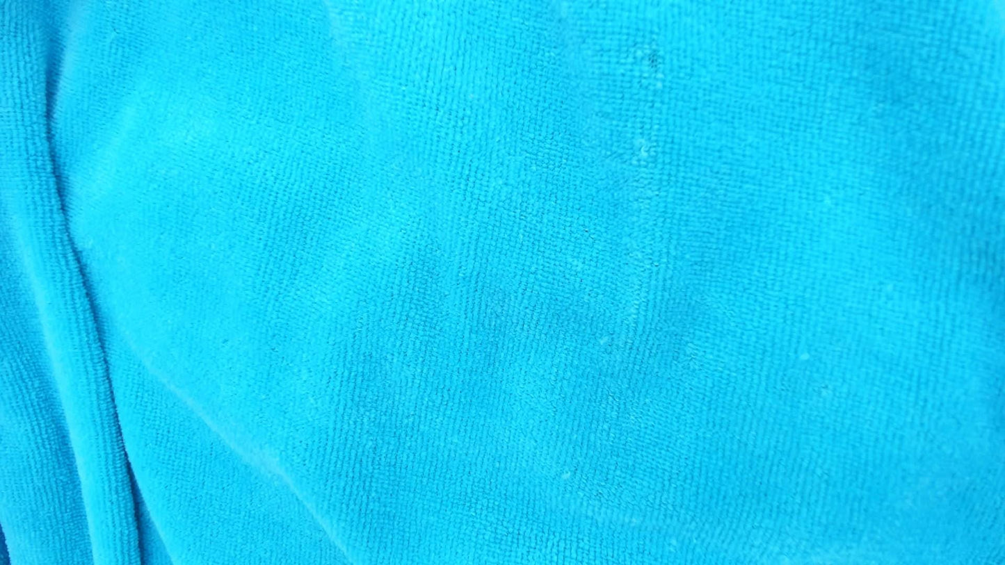 80s Terrycloth Sweatshirt Teal Asymmetrical Neck Striped Collar Pullover Small