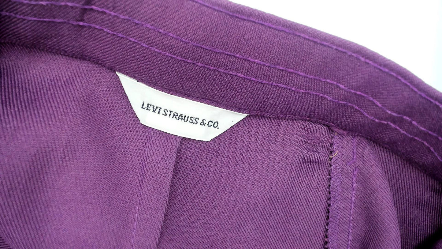 70s Levi's Purple High Waisted Wide Leg Trousers Medium M