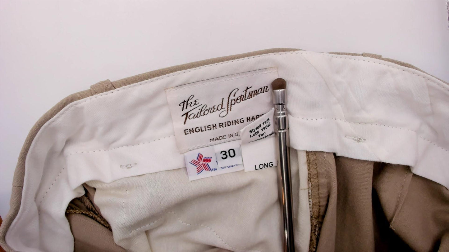 80s Tailored Sportsman Equestrian Riding Breeches Beige Tan Suede Knee Patch Medium
