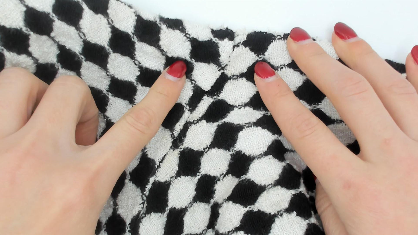 90s Jackie Bernard Checkerboard Mini Dress Black Cream Diamond Pattern Small S